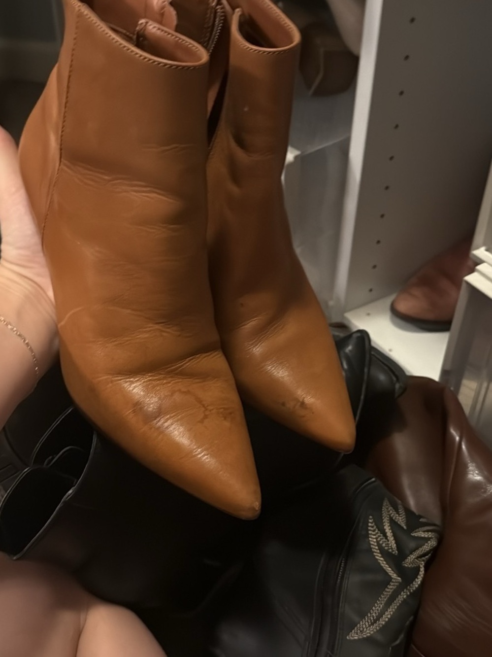Vince Camuto Tan Pointed Toe Ankle Booties